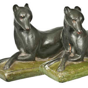 Important Pair of Shenandoah Valley Redware Whippets, Samuel Bell, Winchester, VA, 1841